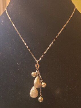 925 Italian Silver Frederic Duclos Y Necklace w/Various Brushed & Polished Balls